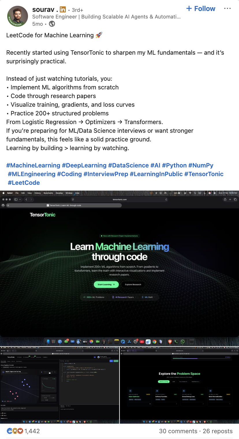 sourav on LinkedIn: LeetCode for Machine Learning